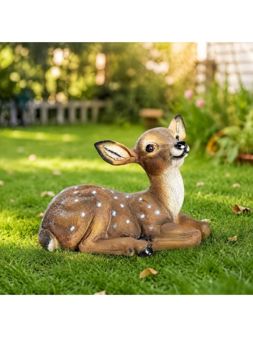 Lifelike Baby Deer Garden Statue - Resin Fawn Figurine for Outdoor Decor, 12.6